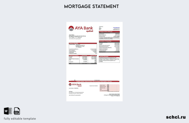 цифровая загрузка Мьянма AYA Bank выписка по ипотеке Word и PDF шаблон